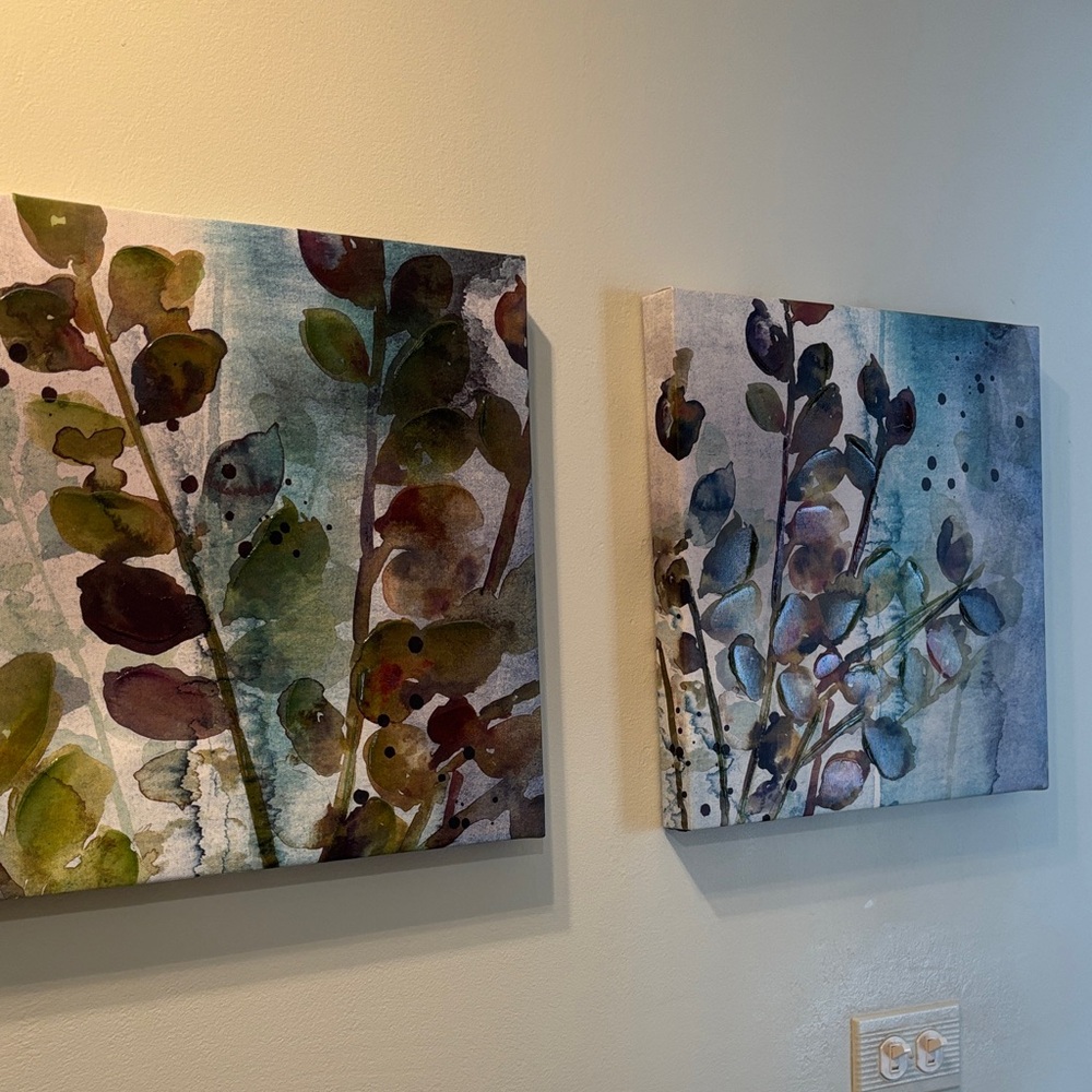 Source Unknown Botanical Canvas Art Set - Green and Blue